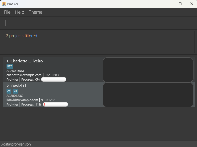 result for `filter pr/prof-iler`